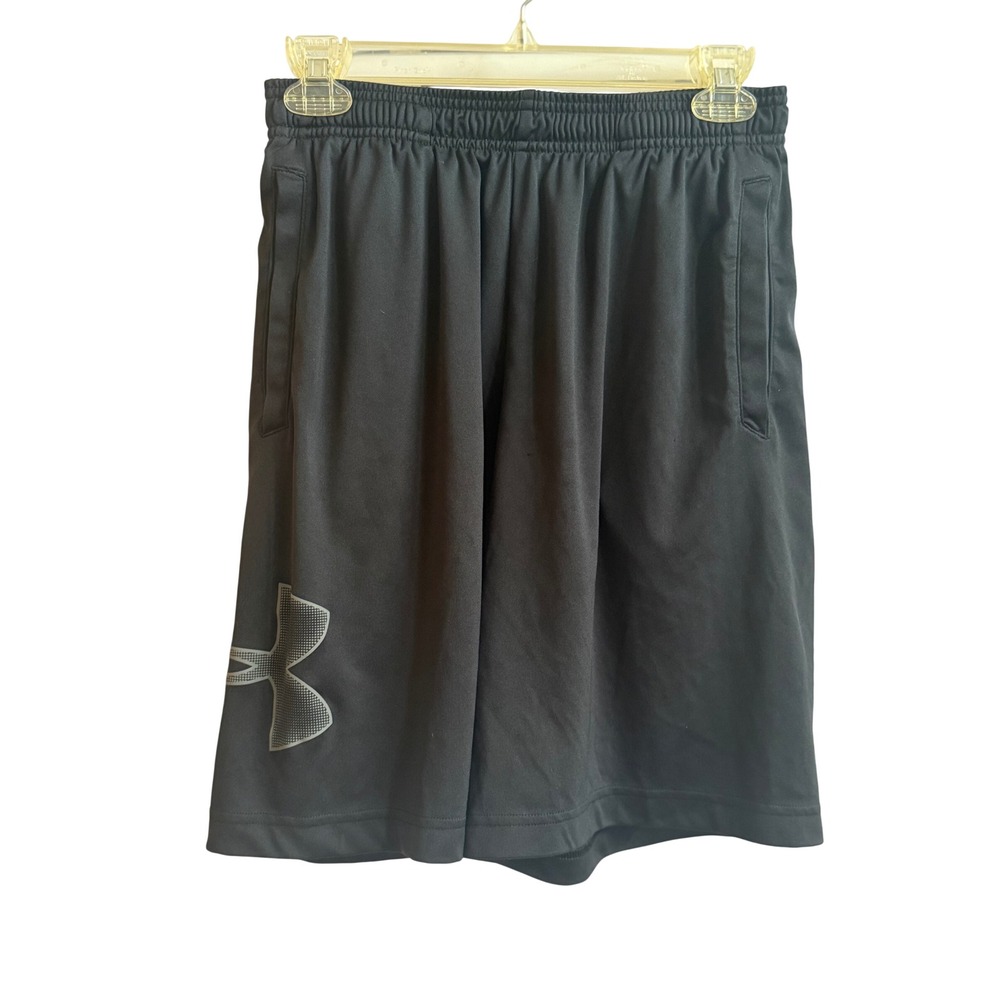Under Armour Mens Black Loose Fit Athletic Gym Shorts Medium Logo Pockets